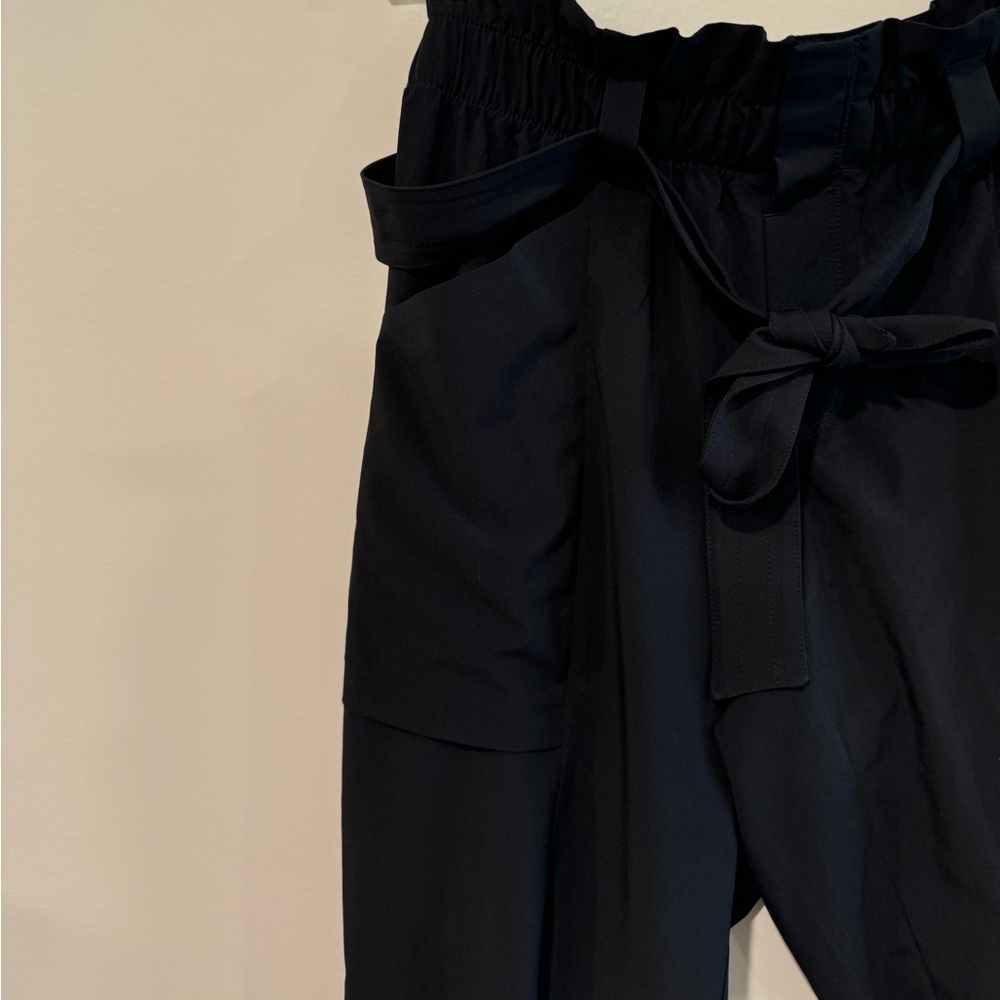Lululemon Noir Crop Pants Belted Waist Tie Wide Leg Black Size 6
